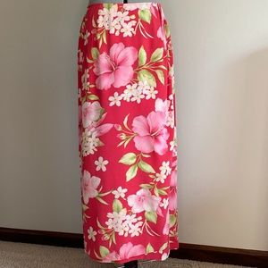 Maxi Silk Skirt Talbots Women's Size 8 Faux Wrap Floral Print - Pre-Owned